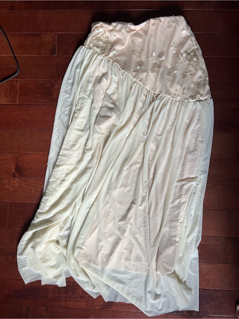 SHEIN Cream Maxi Skirt with Embroidered Waist